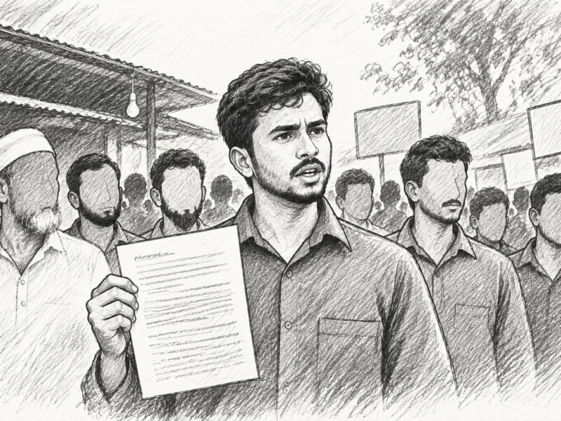 মানববন্ধনে ওঠা অভিযোগের প্রতিবাদ মুছলিম উদ্দিনের